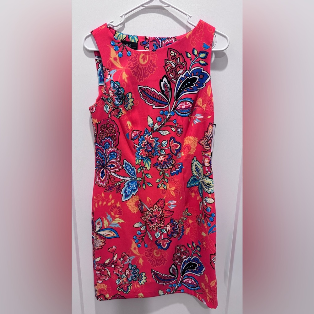 Women’s AGB Deep Coral and Blue Floral Dress NWT